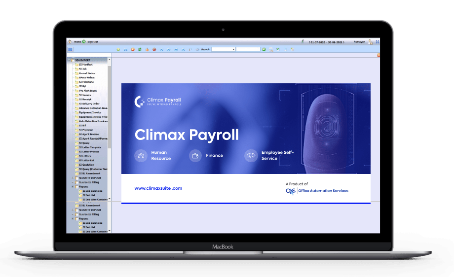 Climax Payroll Dashboard Screenshot