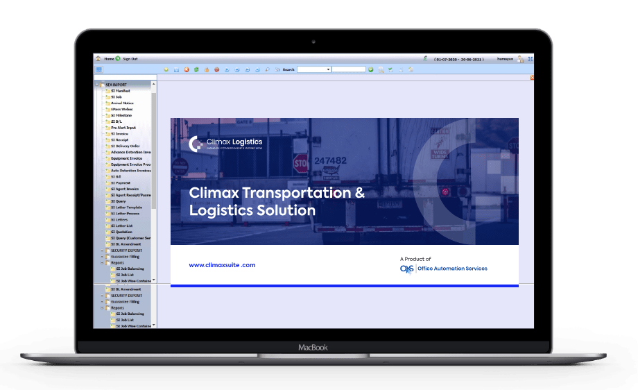 Climax Logistics Dashboard Screenshot